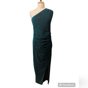 Emerald Green Long Length One Shoulder Dress Size Large